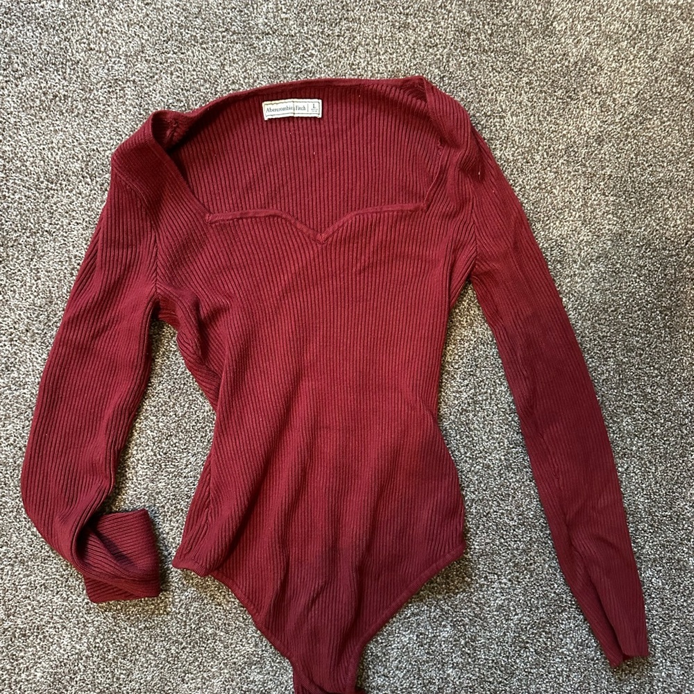 Abercrombie & Fitch Burgundy Ribbed bodysuit